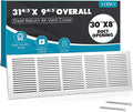 VOISEN Return Air Grille,Fits 30x8 Duct Opening,Steel Return Vent Cover, White Vent Cover Grill for Sidewall and Ceiling,HAVC Cold Air Return Vent Cover,Overall Size:31.8"W X 9.8"H