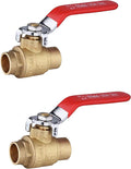 (Pack of 2) EFIELD 1/2" Sweat Brass Full Port Shut-off Ball Valve, 600 WOG (Water, Oil and Gas) Female Sweat Solder Connector SWT x SWT,(VALVE044-2PCS)