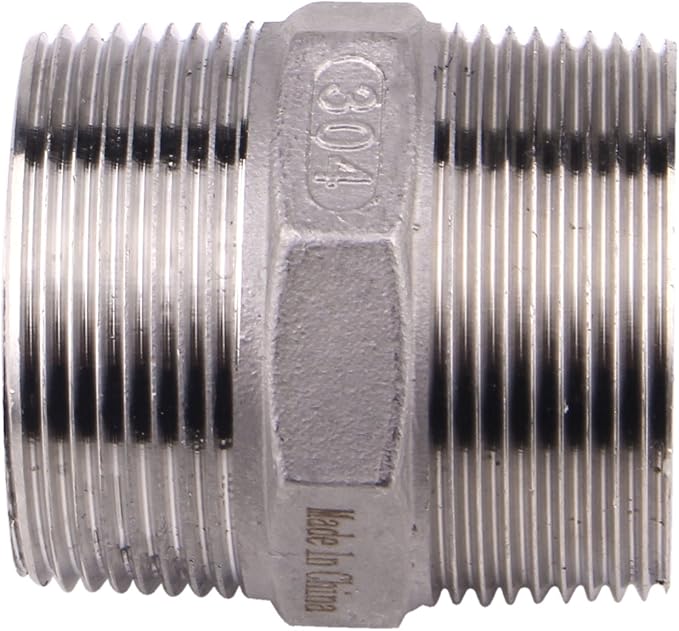 Hex Nipple 1 1/2 Inch Male NPT - DERPIPE Stainless Steel 304 Threaded Pipe Fitting for Brew Kit, Home Piping Application