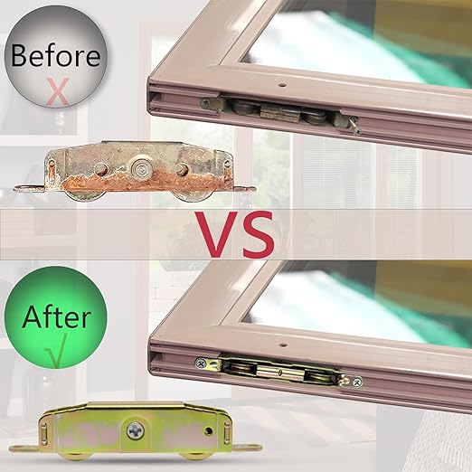 Sliding Patio Door Rollers Replacement Hardware Fits Jeld Wen, Truth Part #31761A, Milgard, Marvin, 1-1/4" Steel Ball Bearing Wheels, 5-3/4" H.C., Side Adjustable, 2 Pack