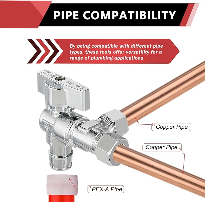 EFIELD Dual Outlet Angle Stop Valve, Quarter Turn, 1/2" Expansion F1960 Pex-A Inlet x (3/8 inch x 3/8 inch) Compression Outlets (1),(VALVE203-1PCS)