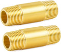 ChillWaves Brass Pipe Fitting, Long Nipple Pipe 1/4" NPT Male x 1/4" NPT Male Thread 2" Length(50MM)(2-PACK)