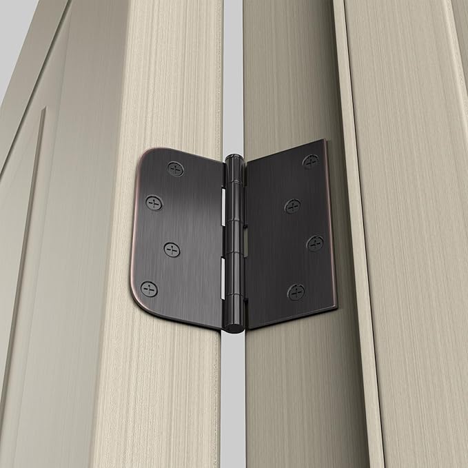 goldenwarm 3 Pack 4in Oil Rubbed Bronze Door Hinges Interior Door Hinges 4 x 4 Inch with Square & Round Corners, Iron Material