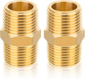 100-PCs HeSun Brass Hex Nipple Pipe Fitting, 3/8" NPT Male x 3/8" NPT Male Nipple Pipe Adapter(NPT012-100)