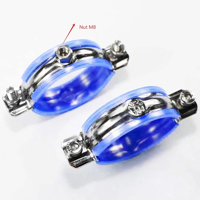 2PCS 304 Stainless Steel Wall Ceiling Mount Pipe Supports, Split Ring Hanger for OD Pipe 60-65mm