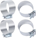 4 Inch Exhaust Clamp,4 In Butt Joint Exhaust Muffler Pipe Band Clamp Sleeve Coupler Stainless Steel(4PCS)