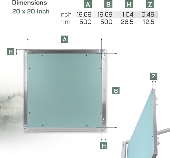 Vent Systems 20" x 20" Inch Access Panel - Drywall Wall Electrical Plumbing Cover Plate - Ceiling Wall Mount Drywall Access Panel - Metal Crawl Space Door for Home Garage Basement Attic