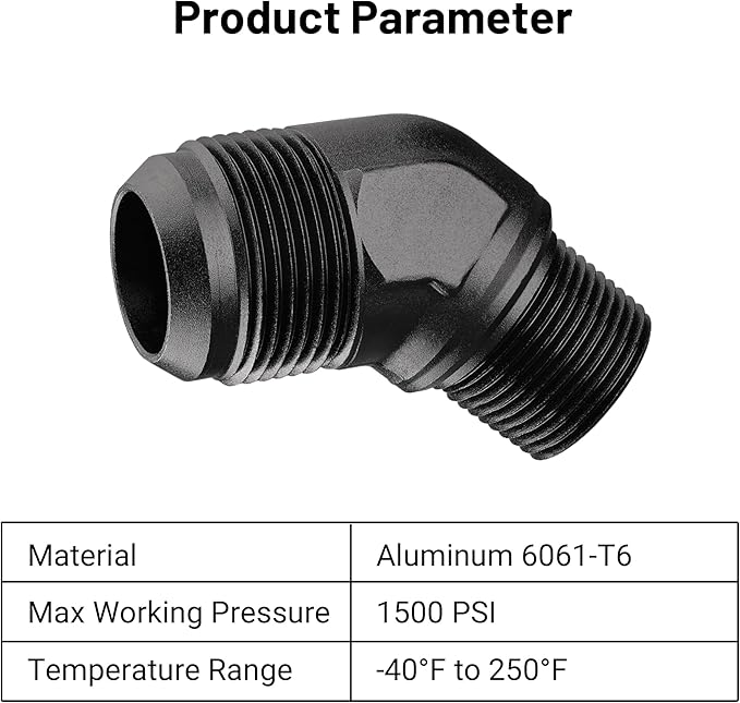 EVIL ENERGY 16AN Male Flare to 3/4" NPT Pipe 45 Degree Fitting Adapter Aluminum Black
