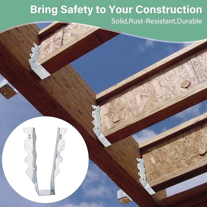 25 PCS 2"x8"Joist Hanger,20 Gauge Double Shear Face Mount Rafter Hanger for Deck Brackets,Rafter Brackets,Hurricane Ties for rafters