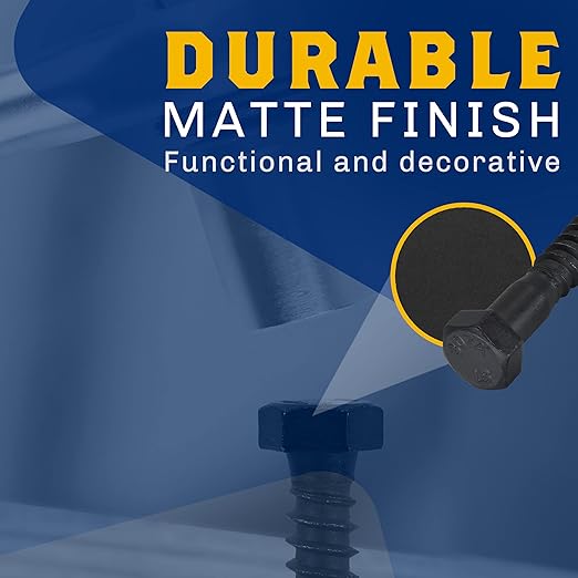 1/2" x 3”, 25-Piece Black Lag Bolts, Rustproof 4-Layer Ceramic BLAKOTE, 2X Protection of Galvanized Lag Screws, for Decks Pergolas by Makers Bolt