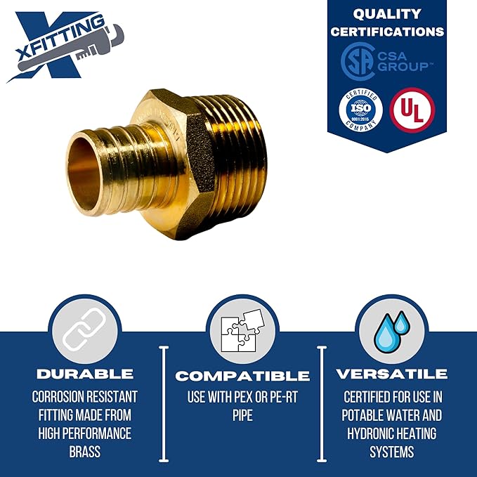 XFITTING 1 inch Pex x 1 inch Male NPT Adapter, 24-4-3=2X, 2 Pieces