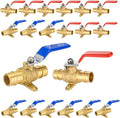 20-Pack Foskan Brass PEX-A Expansion Drop Ear Full Port Ball Valve, 1" Shut-off Valve for Hot and Cold Water Distribution(Blue and Red)