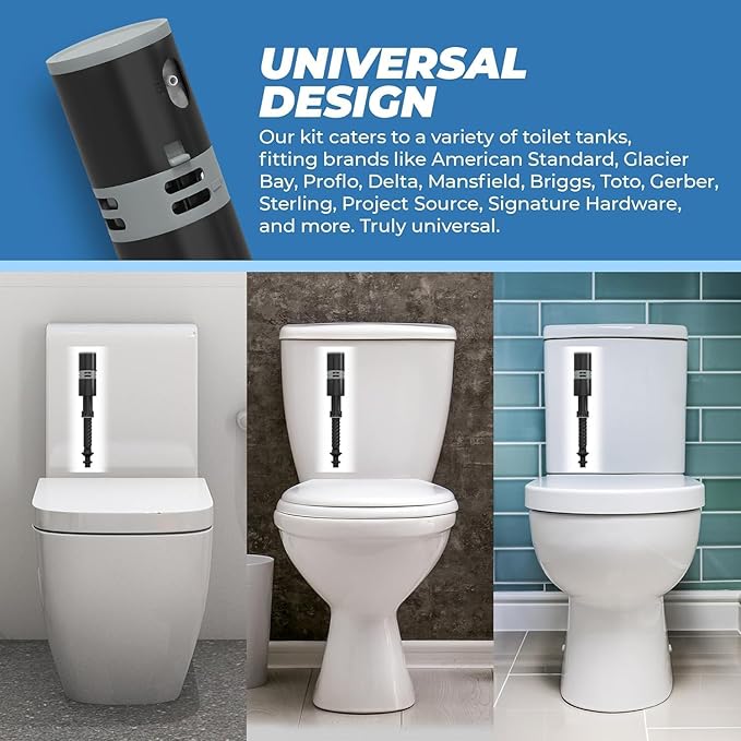 High Performance Universal Toilet Fill Valve Replacement Kit - Quiet and Fast Fill, Super Easy to Install (2-Pack)