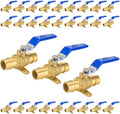 30-Pack Foskan 3/4" Brass PEX Expansion Drop Ear Ball Valve with Blue Handle, Full Port Shut-off Valve for Hot and Cold Water Distribution