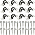 PATIKIL 12Pcs Pipe Clamps, 11/16 Inch 304 Stainless Steel Rubber Cushioned U Bracket Conduit Clamps Pipe Strap Wire Clips with Hexagonal Screw for Tube Hose Cord Installation, 18mm