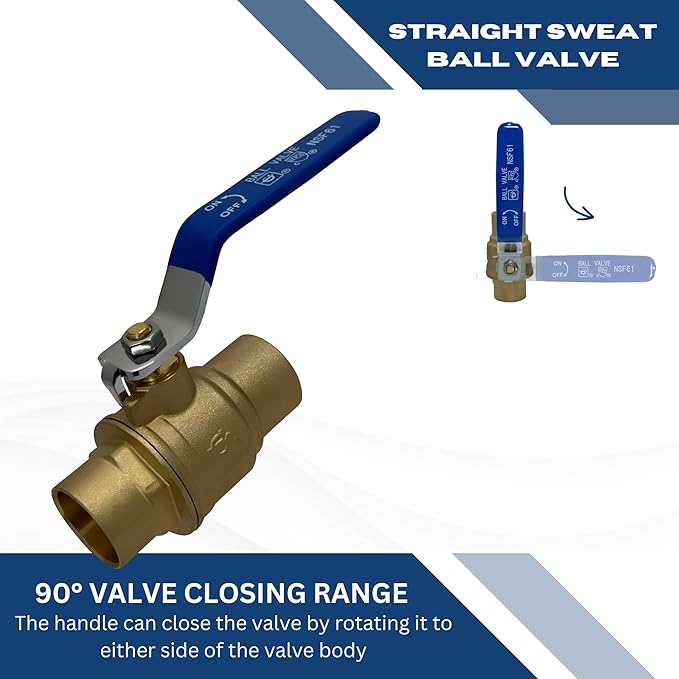 XFITTING 1 Inch Sweat Ball Valve, 2 Pieces