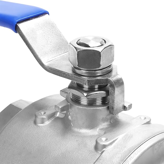 DERNORD Full Port Ball Valve Stainless Steel 304 Heavy Duty for Water, Oil, and Gas with Blue Locking Handles (4" NPT)