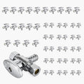 50-Pack GUOFIS PEX Angle Stop Valve with Dual Compression Outlet,1/2" PEX Crimp Inlet x (3/8" x 3/8") Outlet Shut-off Valves(1/4 Turn,Chrome)(VALVE125-50Pack)