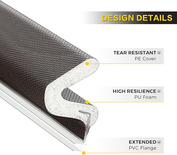 Weather Stripping Door Seal Strip Soundproof "Q" Foam Weather Stripping for Door Frame, Exterior Door Weather Stripping for Large Gap, Easy to Install（Brown, 50FT)