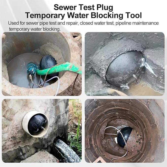 Water Shut Off Airbag with Long Hose, 6 Inch Inflatable Pipe Plug, Pipe Test Plug, Test Ball Plug, Used for Drainage Pipe, Sewage Pipe Temporary Water Blocking, Closed Water Test