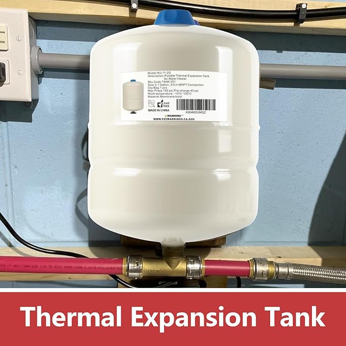 EFIELD Water Heater Expansion Tank, 2.1 Gallon, 3/4 in MNPT Connection, Thermal Pressure Protection, Safe for Potable Water,(TANK001)