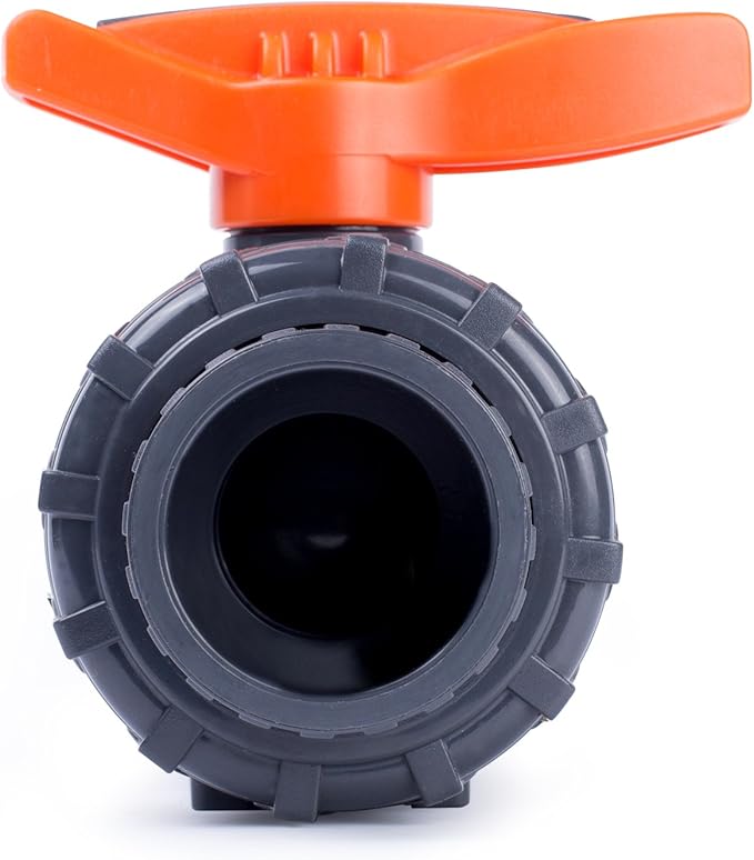 HYDROSEAL Kaplan 1 1/4" PVC True Union Ball Valve with Full Port, ASTM F1970, EPDM O-Rings and Reversible PTFE Seats, Rated at 200 PSI @73F, Gray, 1 1/4 inch Socket (1 1/4")
