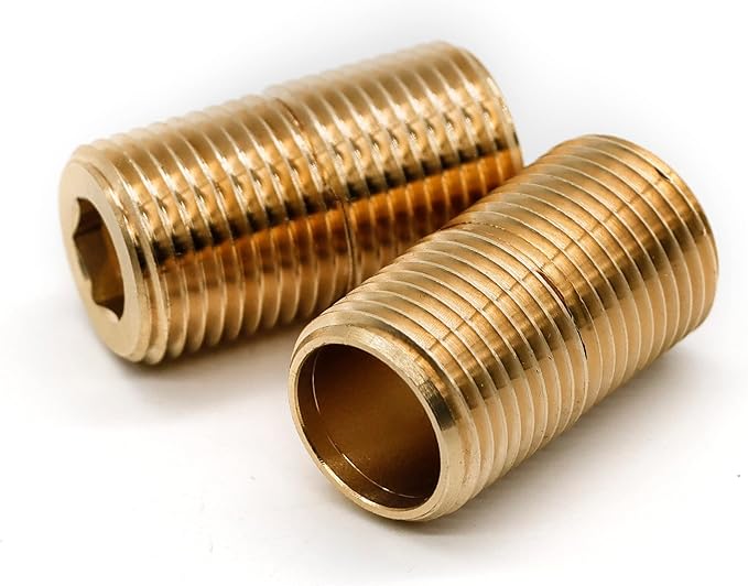 (2 pcs) Brass Pipe Adapter Plumbing, G Thread 1/2" Male to NPT Thread 1/2" Male Pipe Fitting Adapter, 1.5 inch Length, Seamless and Leakproof (1.5" Length)