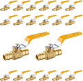20-Pack Foskan 3/4" Brass PEX-A Ball Valve with Yellow Handle, Quarter Turn Full Port Valve for PEX-A Pipe Connection