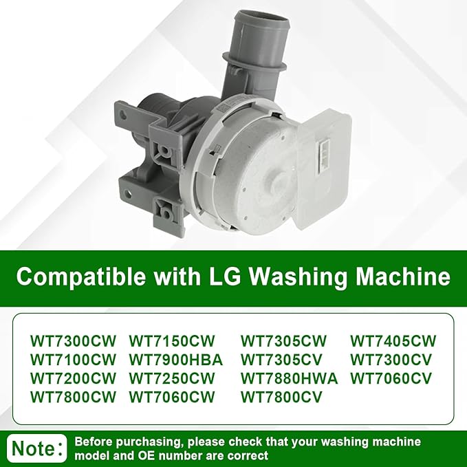 Upgraded AHA75673404 AHA75673402 Washer Drain Pump Assembly Compatible with LG Washing Machine Drain Pump Replace AP6978814 PS12748410 WT7060CW WT7100CW WT7150CW WT7250CW WT7300CV etc.