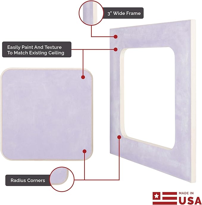 Spectre 722 All-Drywall Ceiling Access Panel – Fire-Rated- GFRG Alternative– Seamless Flush Fit, Gravity Closure, Made of Impact-Resistant Drywall – USA Made Product (FIRE Rated, 16x16)