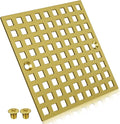 3-7/8" Brushed Gold Shower Drain Cover - Square Floor Drain Cover Replacement - Hair Catcher/Drain Strainer for Bathrooms, Showers, and Sinks - SUS304 Stainless Steel & CUPC Certified
