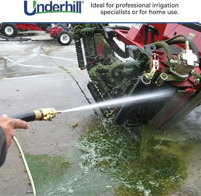 Underhill Garden Hose Shut Off Valve 3/4-Inch Hose Thread, Brass Hose Nozzle Connector, Attachment, Heavy-Duty Fittings, CV075H
