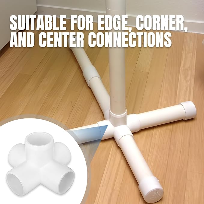 20-Pack 1/2 inch 5 Way PVC Fitting Elbow Furniture Grade Pipe Connector for DIY PVC Shelf Greenhouse Support Structure Frame