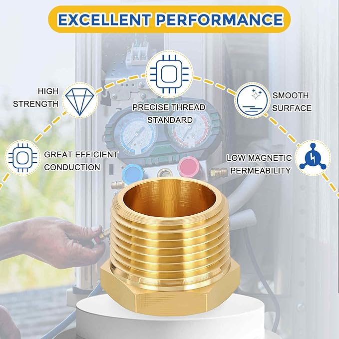 5 Pack Brass Pipe Fittings, 3/4" NPT Male to 1/8" NPT FeMale Brass Hex Bushing Reducer, Hose Tube Threaded Adapter for Air, Oil, LP