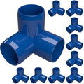 FORMUFIT 1/2” 3-Way Elbow Furniture Grade PVC Fitting in Blue, Made in USA, UV-Resistant, Impact-Proof, 0.840” Actual Socket Diameter (Pack of 10)