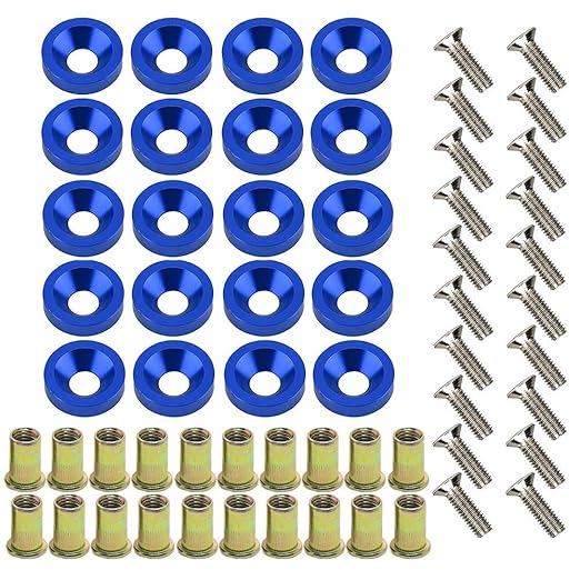 20-Piece Engine Dress up Kit: Aluminum Washers, Bolts & Rivet Nuts (Blue)