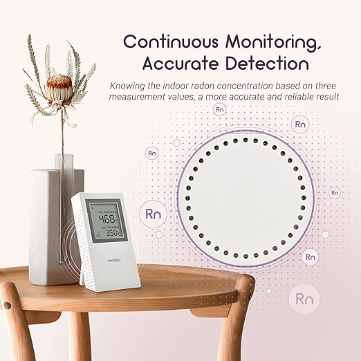 INKBIRD Portable Radon Detector, Home Radon Meter, US Version-Pci/L, Short-Term and Long-Term Monitoring, Battery Included (INK-RD1-W)