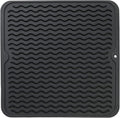 Silicone Dish Drying Mat for Multiple Usage,Easy clean,Eco-friendly,Heat-resistant Silicone Mat for Kitchen Counter or Sink,Refrigerator or Drawer liner Black M 12 inches x 12 inches