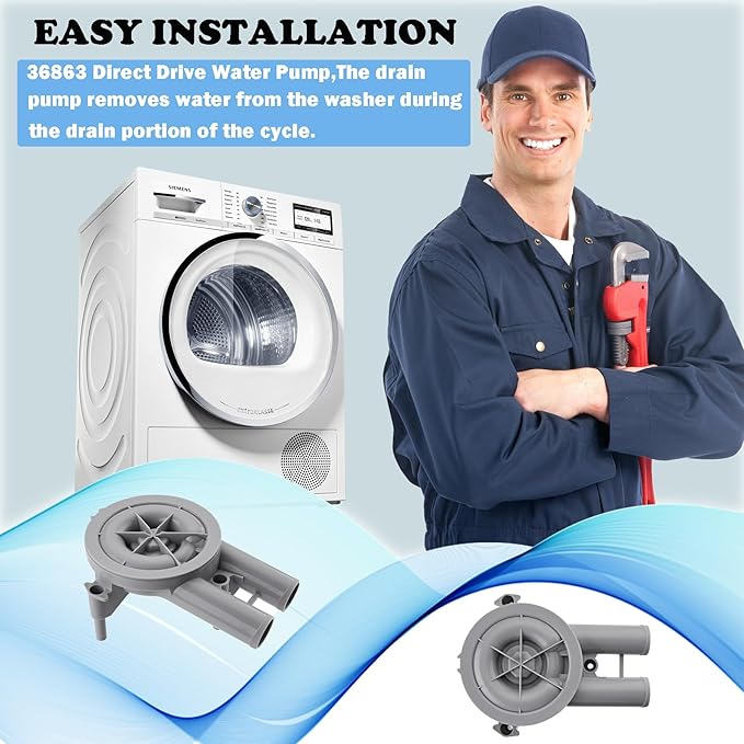 201566P Washer Drain Pump - 36863 Compatible For Maytag Washing Direct Drive Water Pump Replaces 27001036 27001233 200937 34550