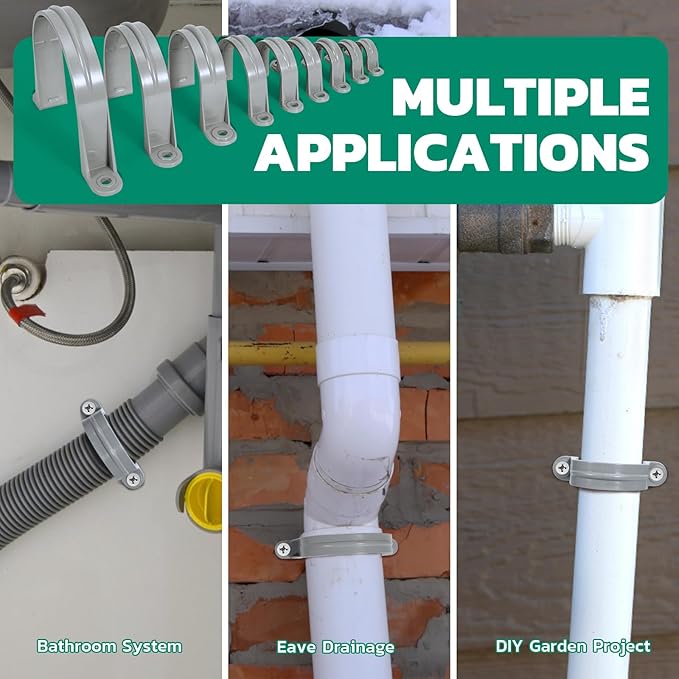 2pcs 4 Inch PVC Pipe Straps, 2-Hole Plastic Pipe Clamp, Conduit Clamp for Reinforcing Pipes, Conduits and Tubes