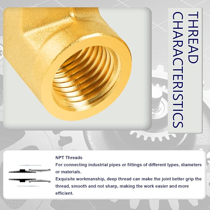 ChillWaves Brass Pipe Fitting, 90 Degree Barstock Street Elbow 3/8" NPT Female x 3/8" NPT Male Thread Adapter(5-PACK)