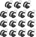 uxcell 5/8"(16mm) Cable Clamp, 304 Stainless Steel Rubber Cushioned Insulated R Shape Metal Clamp Tube Holder for Pipe Hose Wire Cord Installation 15Pcs