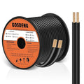16/2 Electrical Wire 2 Conductors, 100ft 16awg Wire Black Cable Hookup LED Lighting Strips Flexible Outdoor Extension Cord 16 Gauge Copper Clad Aluminum Wire Low Voltage Cable