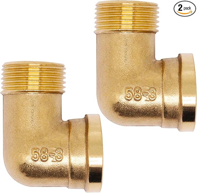 2pcs Brass Pipe Fitting 90 Degree Elbow 3/4" NPT Male to 3/4" NPT Female Pipe Fittings