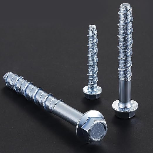 3/8" x 3" Zinc Plated Large Diameter Concrete Screw Actual Thickness 1/2"(12mm) for Anchoring to Masonry, Brick or Block (10 pcs)