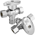 2-PCs HeSun Dual Compression Outlet Angle Stop Valve, 1/2" PEX-A Expansion x 3/8" OD Comp x 3/8" OD Comp, 1/4-Turn Shut Off Valve for Bathroom, ASTM F1960(VALVE128)