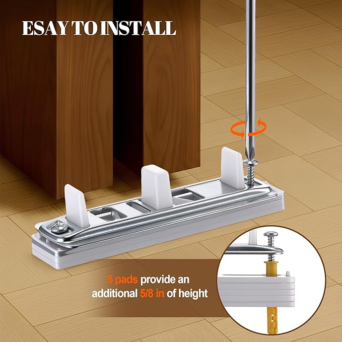Feekoon 6 Pcs Sliding Closet Door Hardware Kit, Closet Door Rollers with Adjustable Floor Guide & Heightening Pads, Wardrobe Rollers Replacement for 3/4" to 1-3/8" Thick Top Hung(Semicircle)