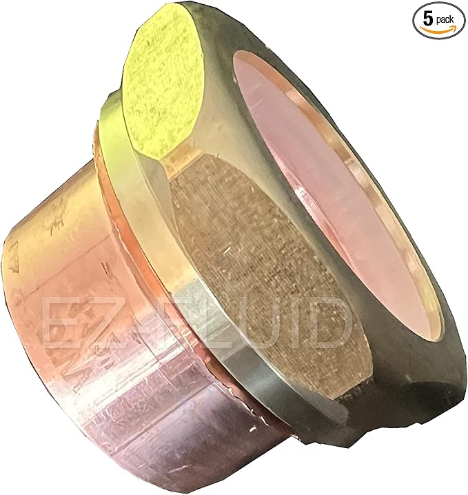 EZ-Fluid (5) 1-1/2" DWV Sweat FTG x Slip-Joint Trap Adapter Fitting w/Brass Nut,Adapts Copper To Tubular,FTG x SJ Brass Trap Adapter Solder Fitting,Sweat End Fits Into DWV Copper Fitting