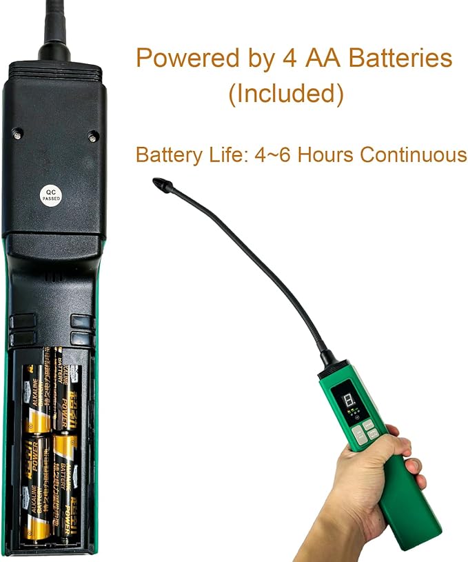 Professional HVAC Refrigerant Leak Detector with Heated Diode Sensor, Gas Leak Detector for R410A/R134A/R1234YF, CFCs/HCFCs | Handheld AC Diagnostic Tool with Digital Display & Audible Alarm
