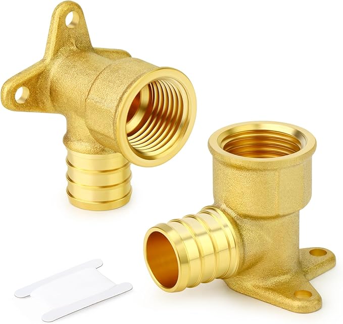GASHER 2Pcs No Lead Brass Pex Drop Ear Elbow, PEX 1/2" x 1/2" NPT Female Threaded Adapter Crimp Fitting for Hot or Cold Water Systems